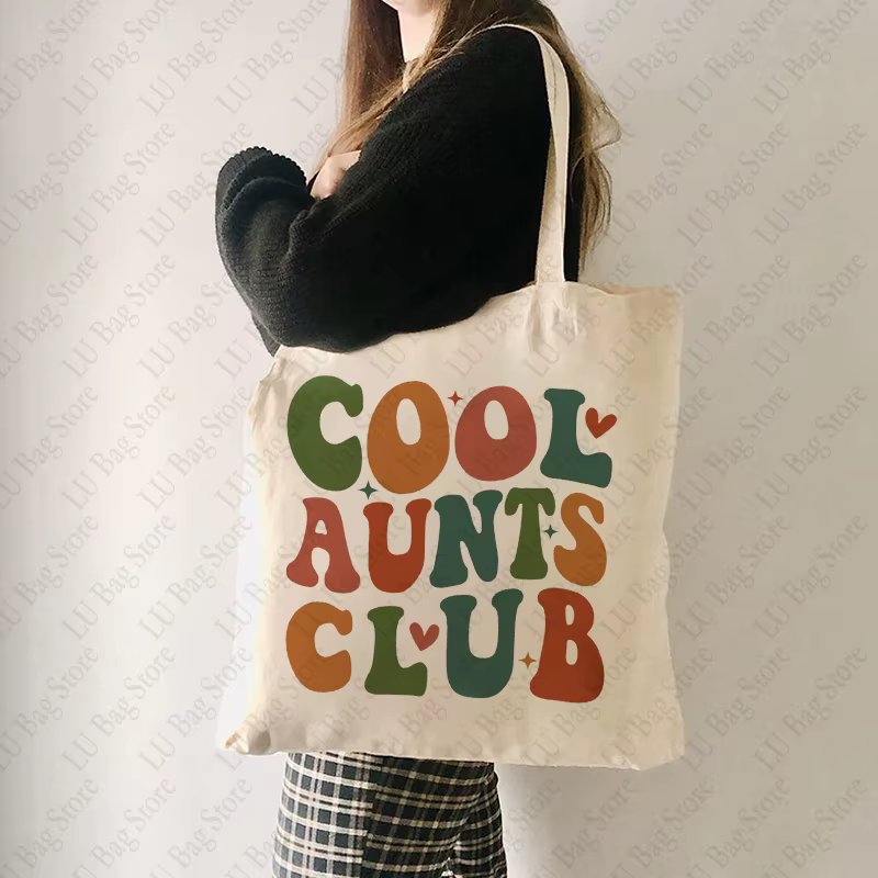 Sac fourre-tout en toile réutilisable, motif de club de tante cool, sac à provisions lancé, 03/Retro