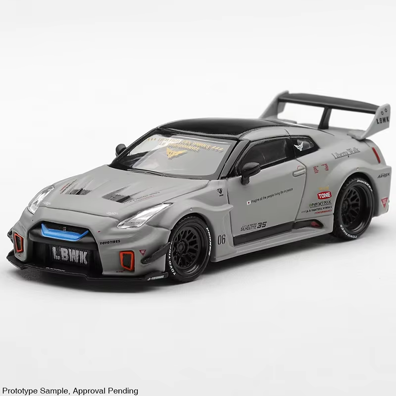 Pré-vente MINI GT 1:64 GT-R R35 LBWK Silhouette WORKS GT # Modèle de voiture miniature gris mat 06 #