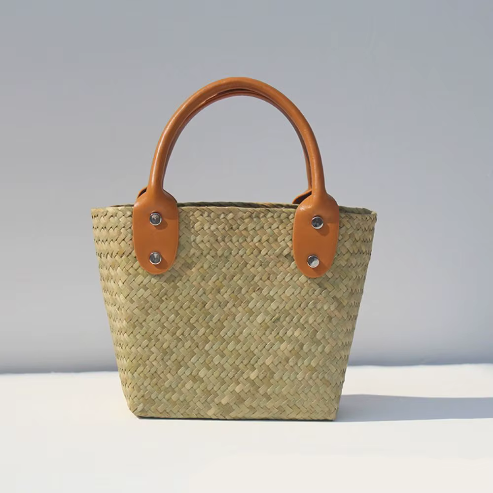 Sac à main tissé en paille pour femme, sac de plage d'été, sac à main en rotin, sac fourre-tout de g