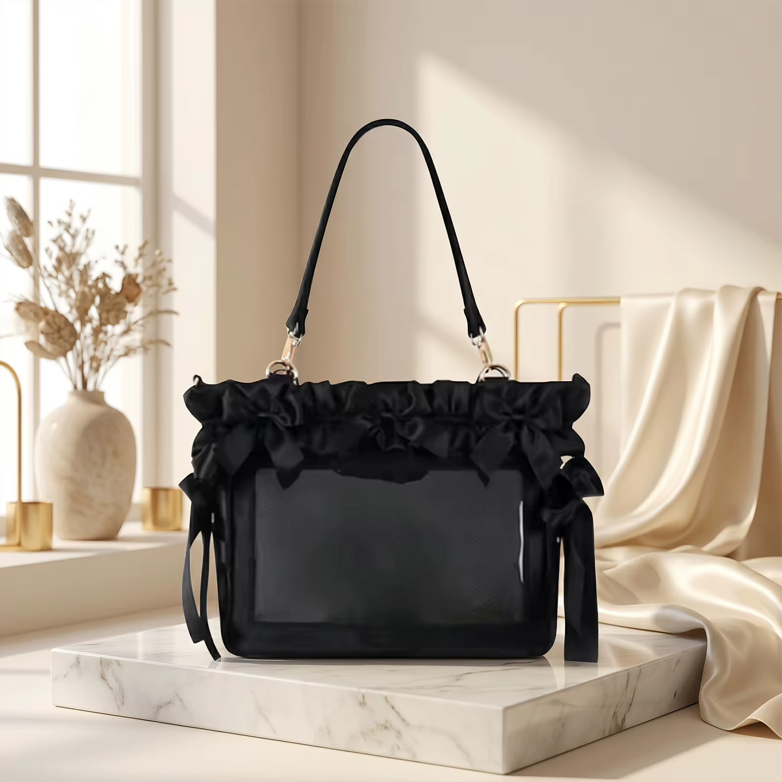 Sac Ita Lolita DIY avec fenêtre de présentation, sac bandoulière pour badges, sac fourre-tout Ita av