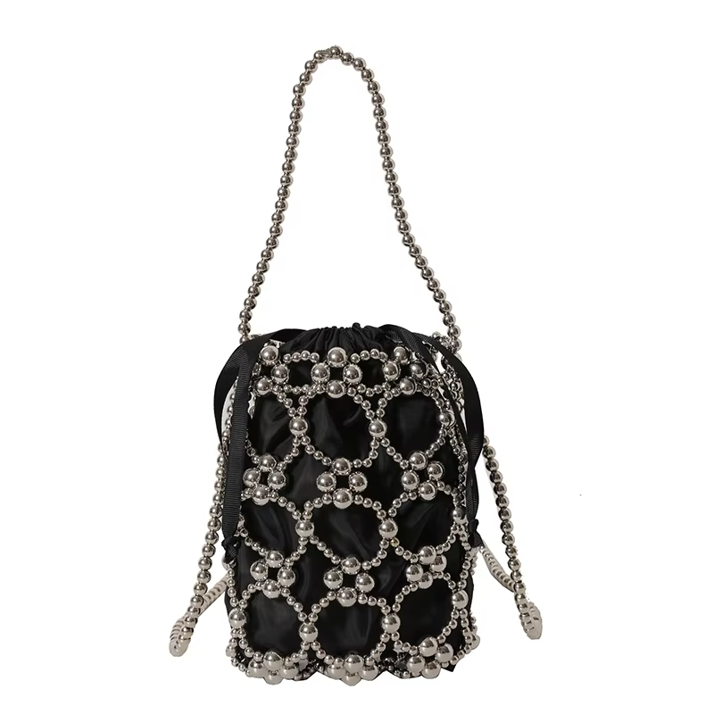 Sacs seau à perles blanches pour femmes, sacs à bandoulière, sens exquis du luxe, sacs à main de fêt