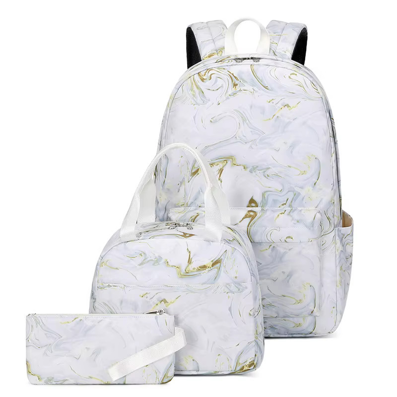 Sac à Dos d'École pour Adolescentes, Grande Capacité, Imprimé, pour Écoliers, Ensemble pour Déjeuner