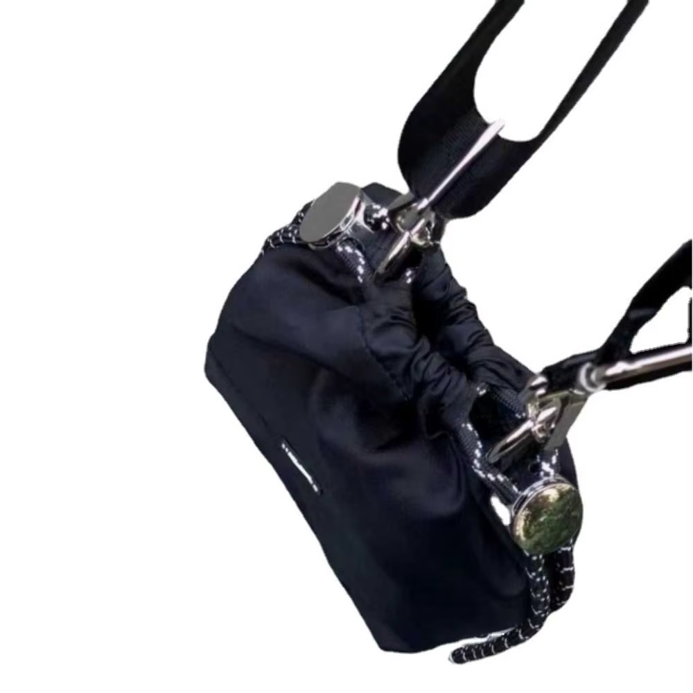 Sac seau noir simple de style coréen avec cordon de serrage, sac à bandoulière de luxe en nylon INS,