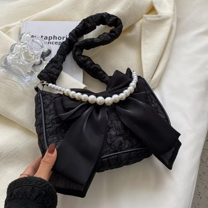 Sac à main plissé blanc en perles pour femmes, sac à main Vintage de luxe de styliste, sac à bandoul