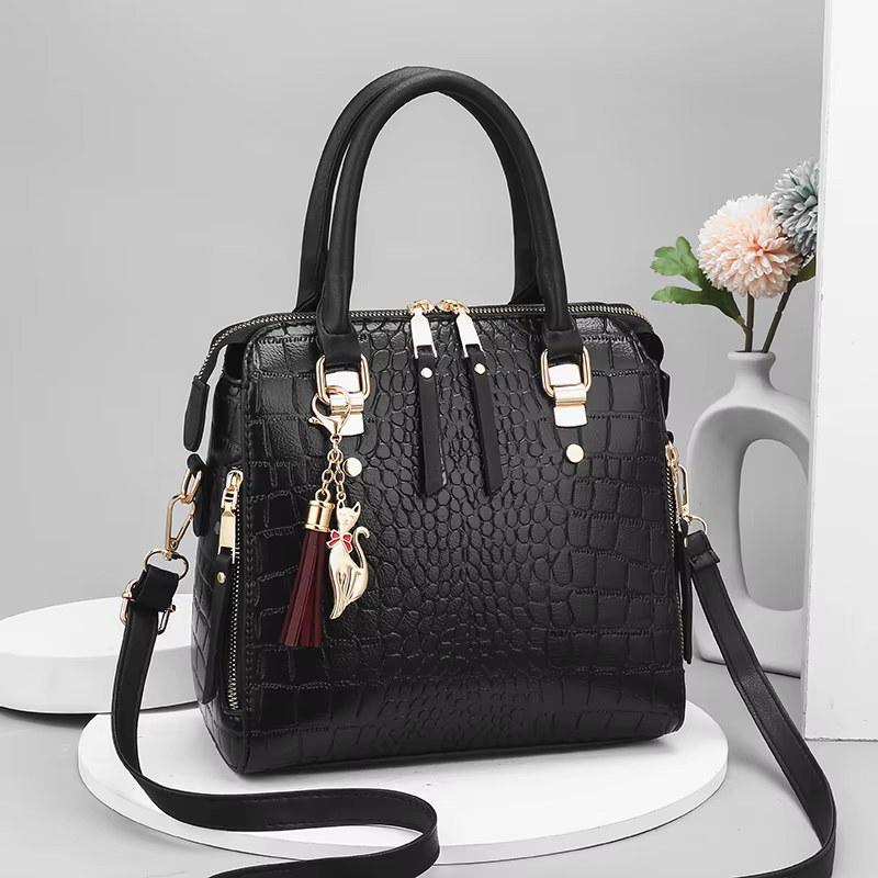 Luxueux sac à main fourre-tout en relief crocodile – Sac à main à bandoulière spacieux, élégant et p