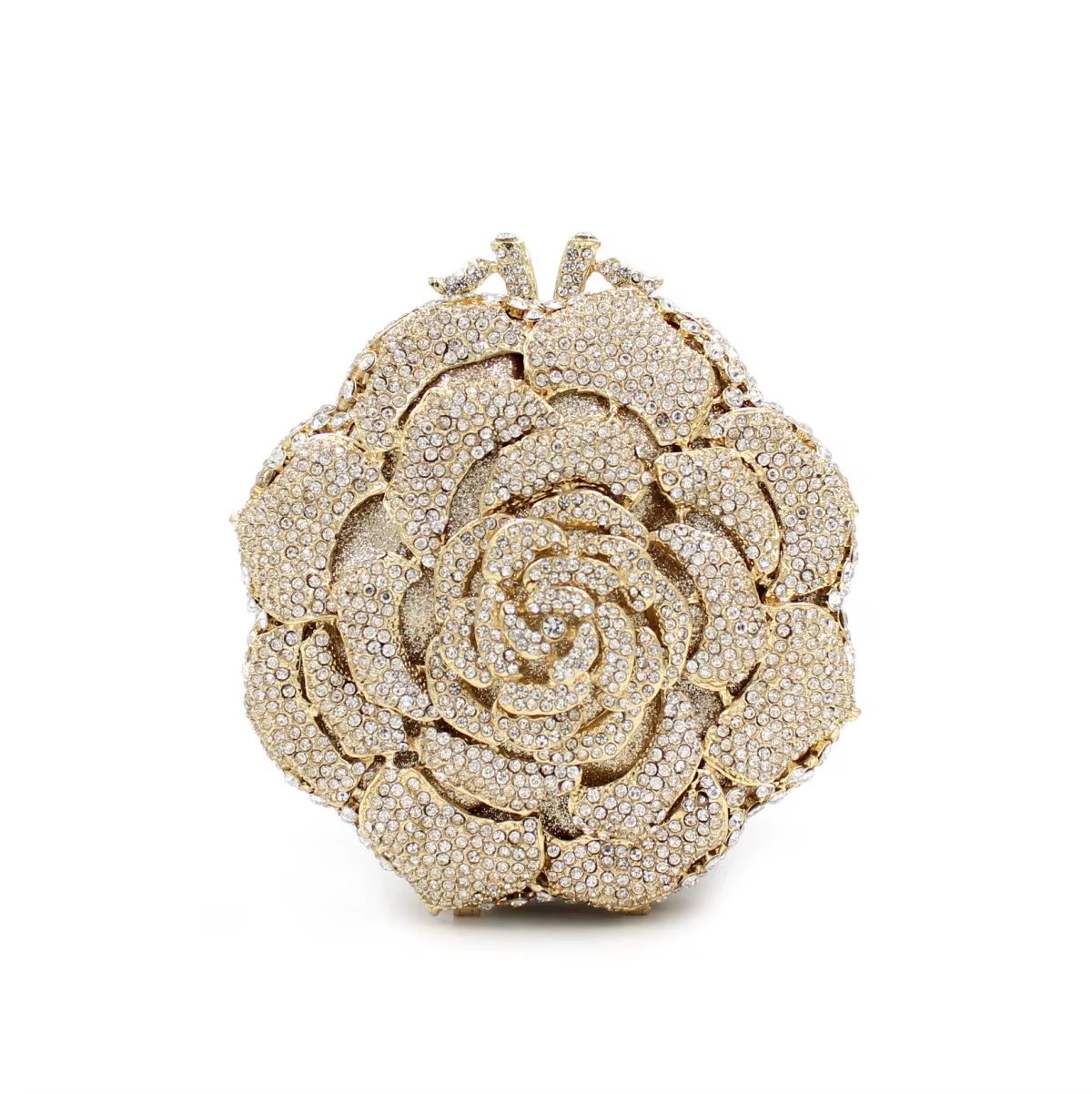 Pochette de luxe en forme de Rose avec strass et diamant, sac à main creux en métal pour Banquet et 