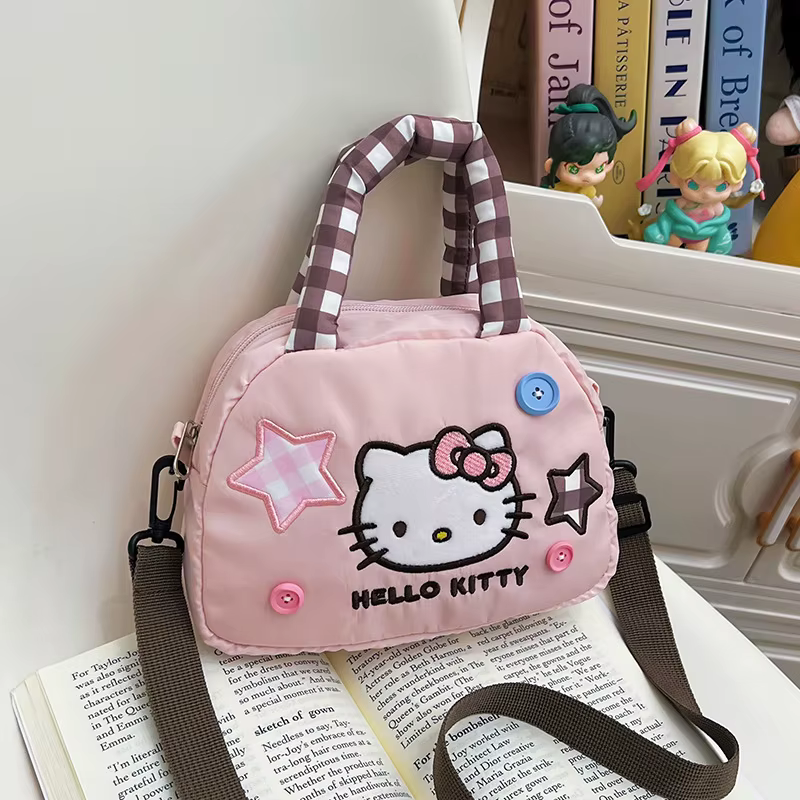 Sac fourre-tout Hello Kitty avec personnages de dessins animés mignons, léger, matelassé, grande cap