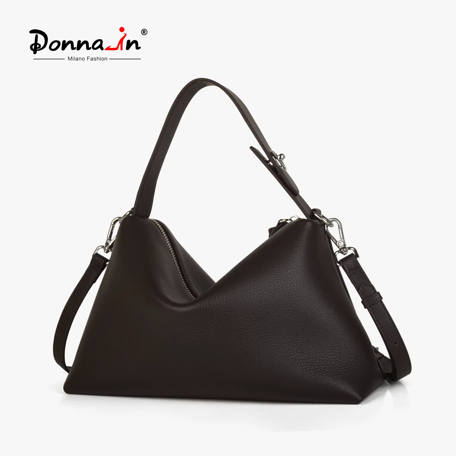Donna-in – sac à main demi-lune en cuir de vache véritable pour femmes, sac à bandoulière Hobo en cu