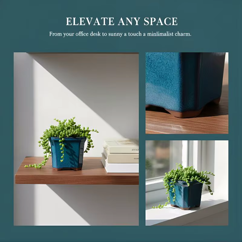 Mini pots de fleurs en céramique 3 pièces – Jardinières pour jardin intérieur, balcon, petites compo