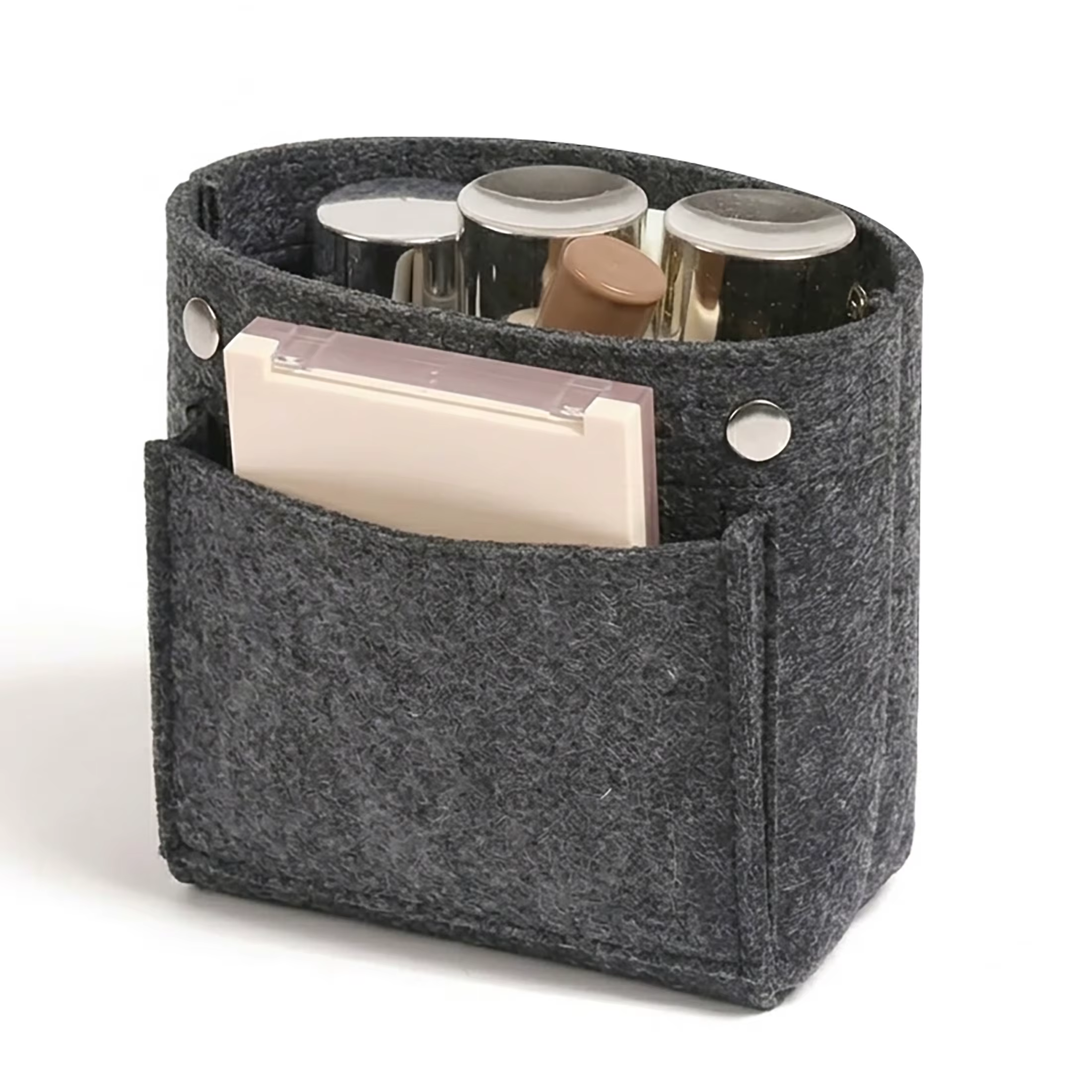Organisateur de sac à main en feutre ultra-plat avec fermeture à bouton-pression, sac de maquillage