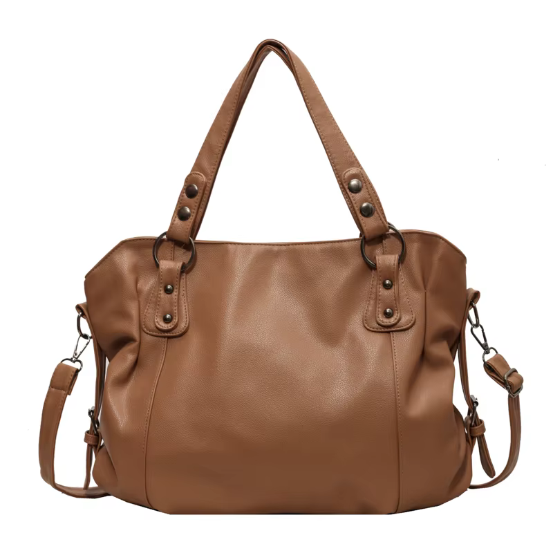 Sac à main fourre-tout décontracté pour femme, grande capacité, en cuir souple, pour ordinateur port