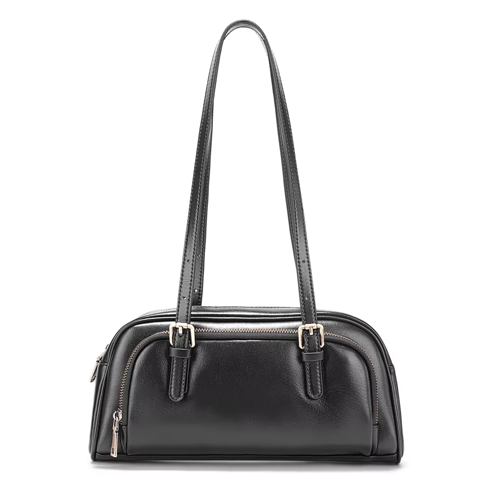 Sac à main de luxe Zency en cuir véritable de couleur bordeaux pour femmes, style français, sac sous
