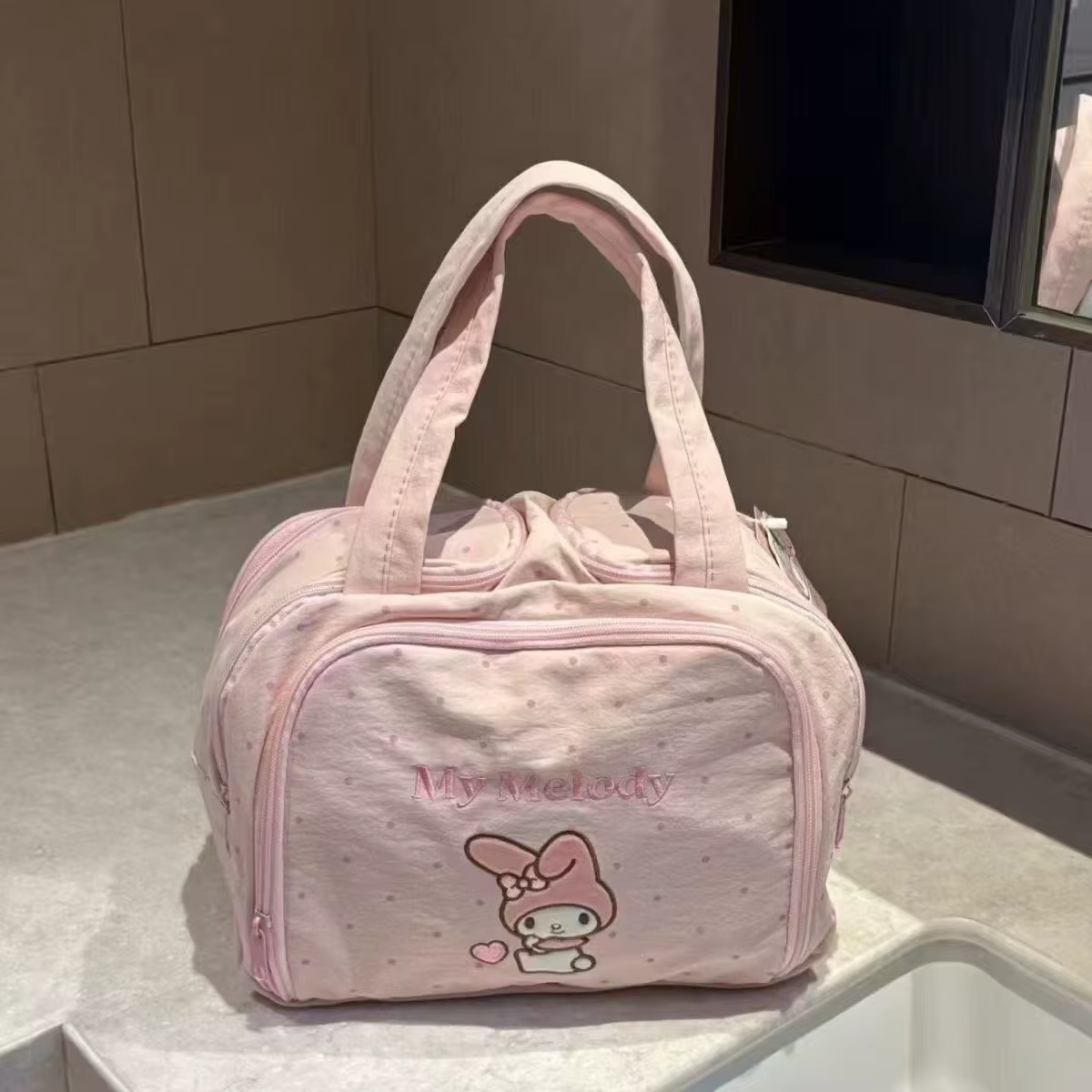 Sac à cosmétiques portable de grande capacité, dessin animé Hello Kitty My Melody, sac de rangement 