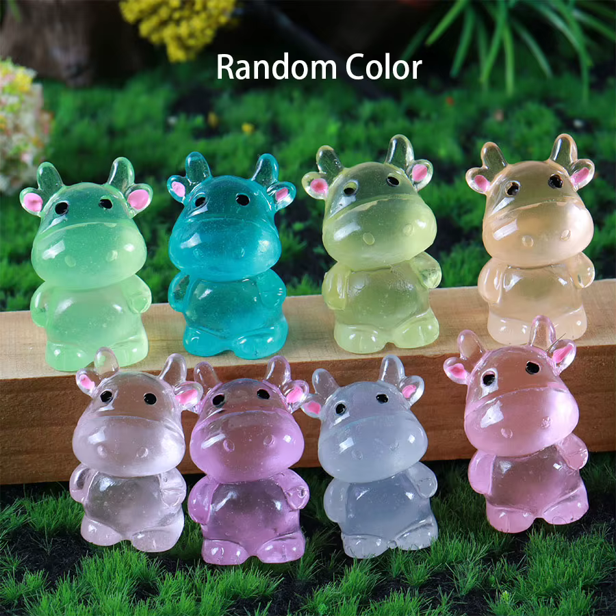 Mini vache lumineuse en résine, 10/20 pièces, brille dans la nuit, petites figurines d'animaux, arti