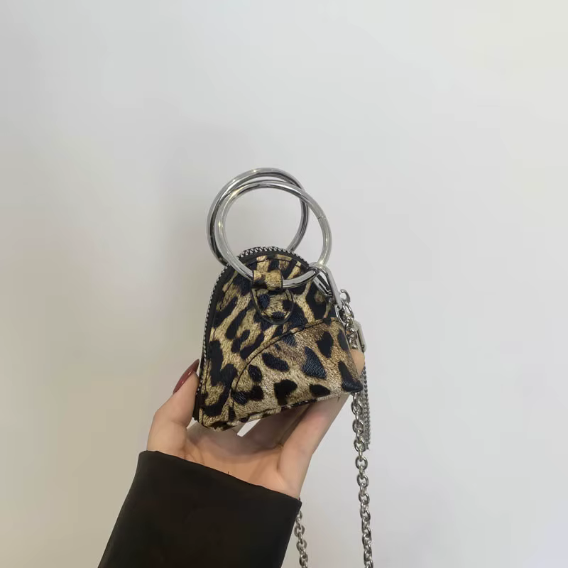 Sac à bandoulière léopard vintage, mini sacs à bandoulière design de luxe, sac à main triangle, port