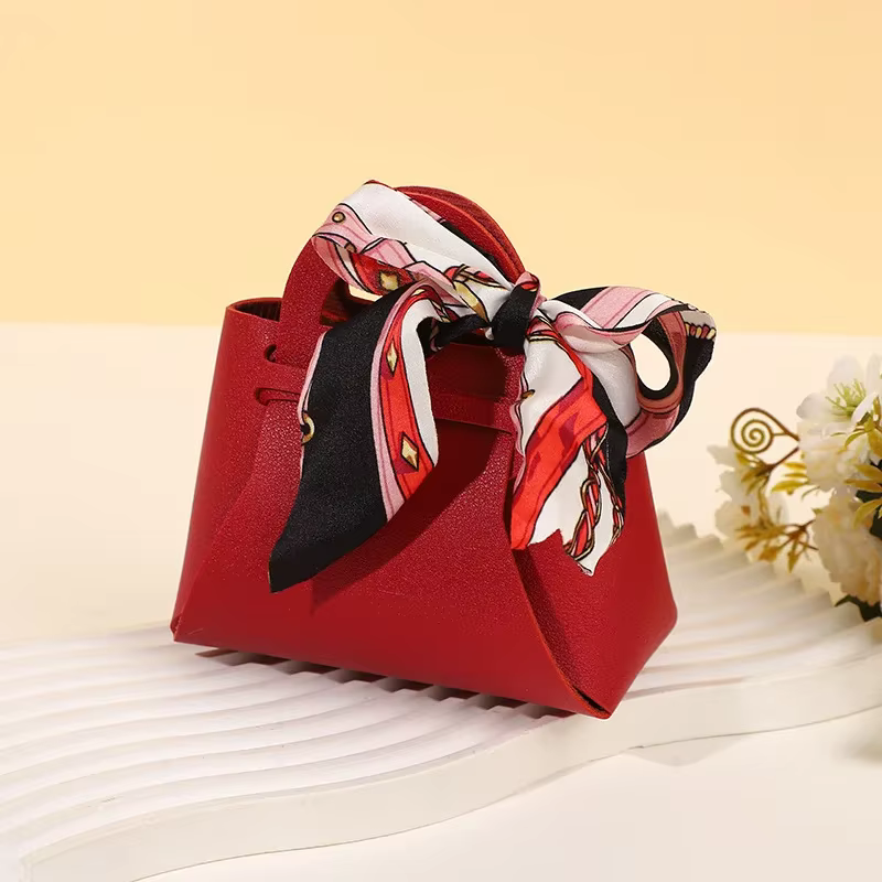 Sacs Cadeaux en Cuir Globale, Mini Sac à Main avec Ruban, Grande Boîte d'Emballage de Bonbons pour I