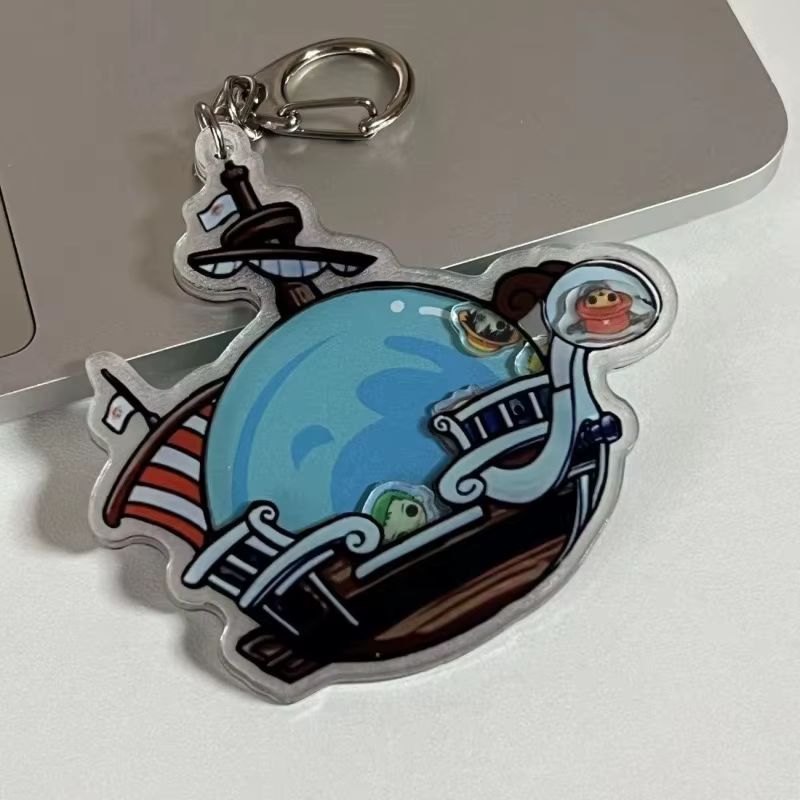 One Piece Monkey·D·Luffy Dessin animé créatif Mignon Shake Musique Porte-clés Personnalisé 2D Anime 