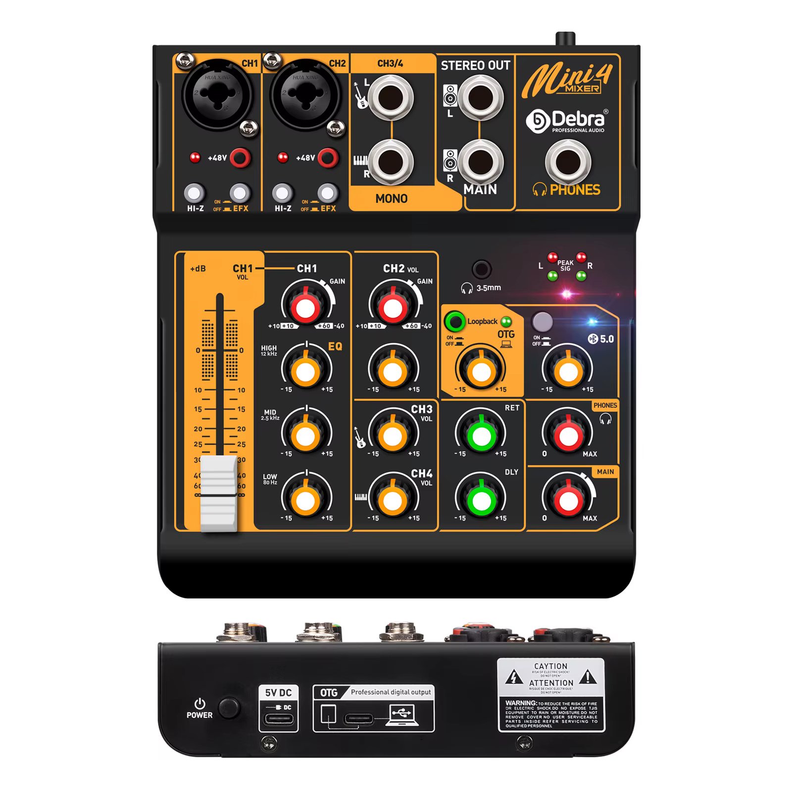 Centre commercial audio Mini6 à 6 canaux, console DJ avec Bluetooth 5.0, réverbération OTG, carte so