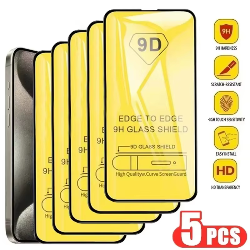 Protection d'écran en verre trempé 9D pour iPhone 17 Air 18 16 15 11 12 14 13 Pro Max 16e 8 7 Plus 1