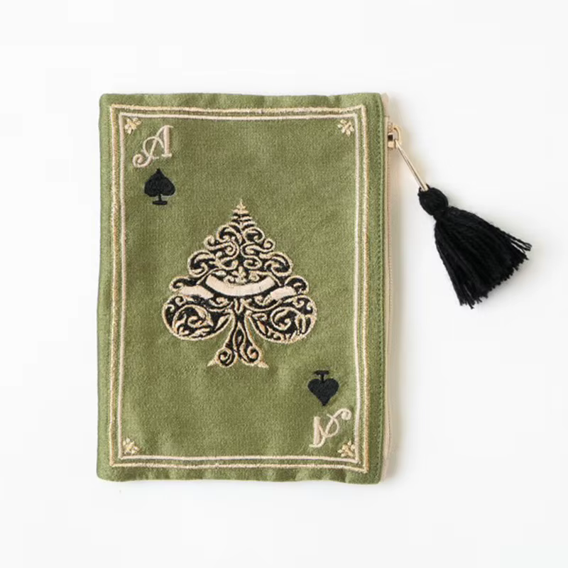 Pochette cosmétique brodée à la main de style japonais, motif ethnique rétro avec franges, pochette 