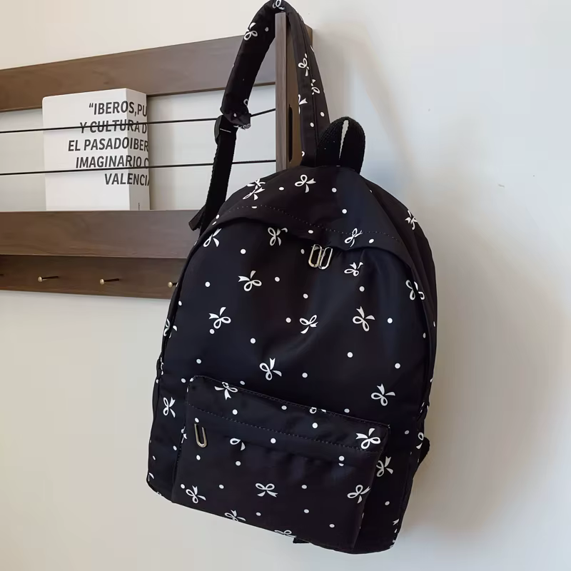 Sac à dos de retour à l'école, sac à livres imprimé avec nœud ludique, matelassé, confort et système