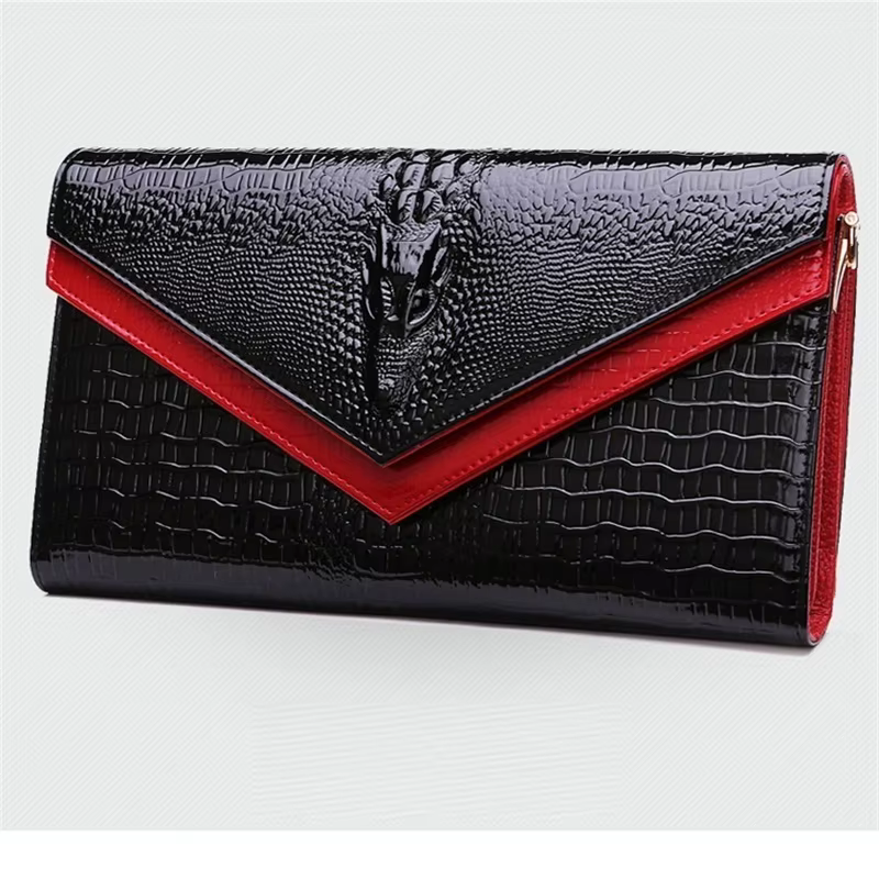 Alligator modèle femmes en cuir de vache pochette Patchwork Crocodile dames peau de vache épaule ou