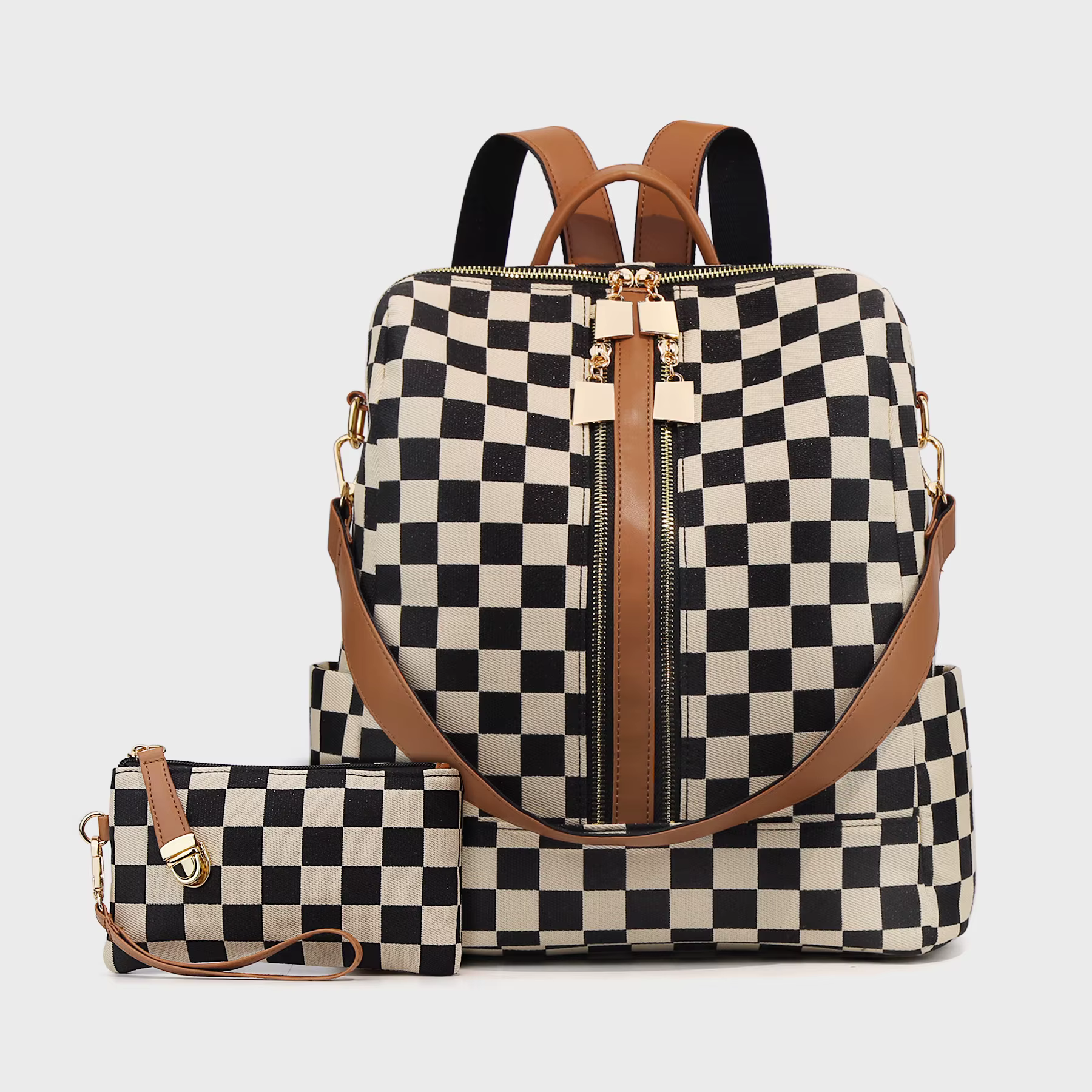 Sac à dos tendance à carreaux pour femmes, grande capacité, sac à dos de voyage pour maman, sac à do