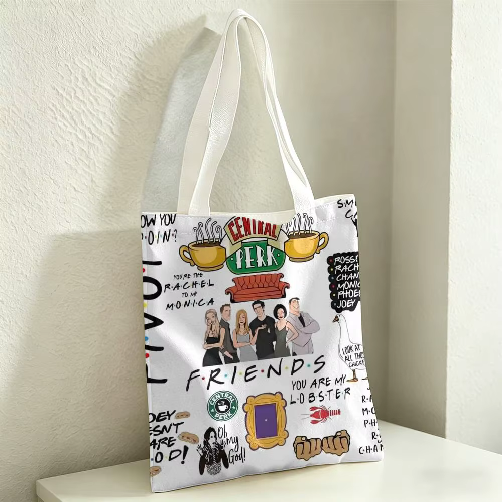 F-Friends TV Show Storage Bags Sac fourre-tout en toile pour femme, grande capacité, réutilisable, s