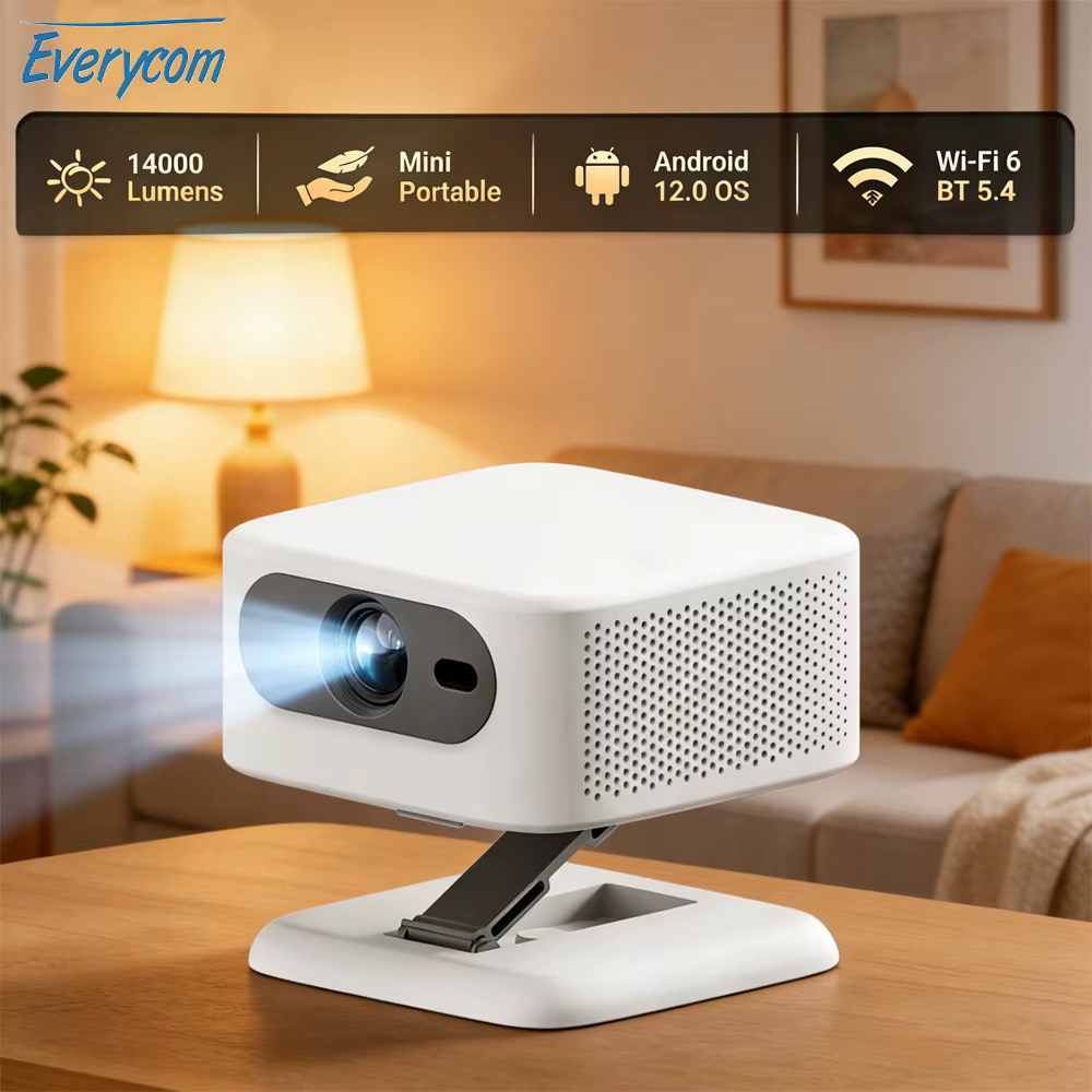 Mini projecteur Everycom R16, 14000 lumens, ultraléger, portable, pour le camping en plein air, le c