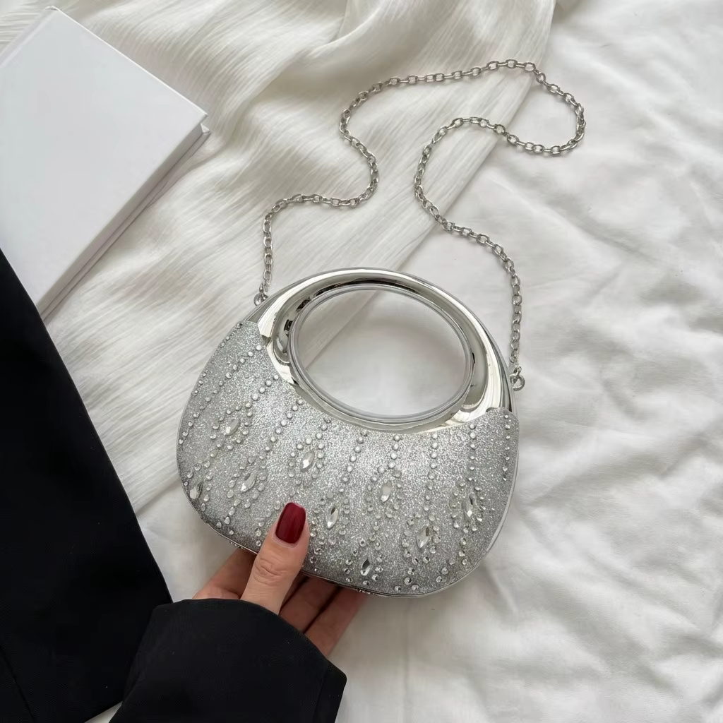 Mini sac de soirée doré, sacs à main et pochettes de luxe de créateur, sacs à bandoulière de forme o