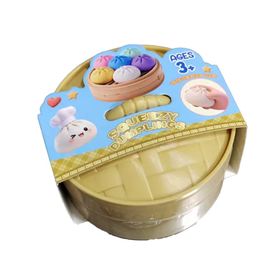 Mini Squishies en forme de boulette, jouets sensoriels anti-stress, boulette de vapeur colorée à pai