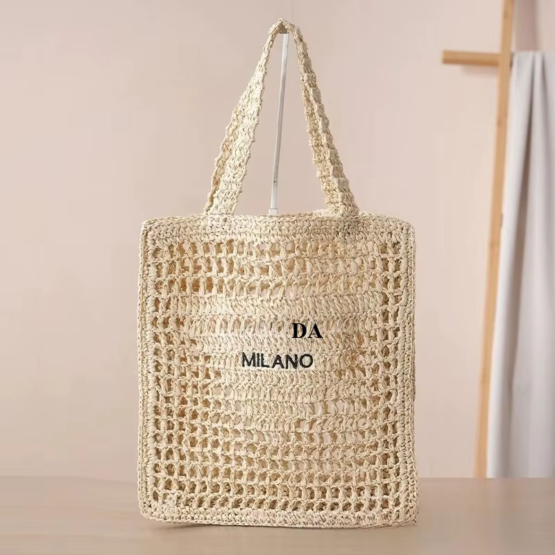 Sac d'été en paille tressée grande capacité, sac fourre-tout ajouré, sac à main pour femme, sac de p