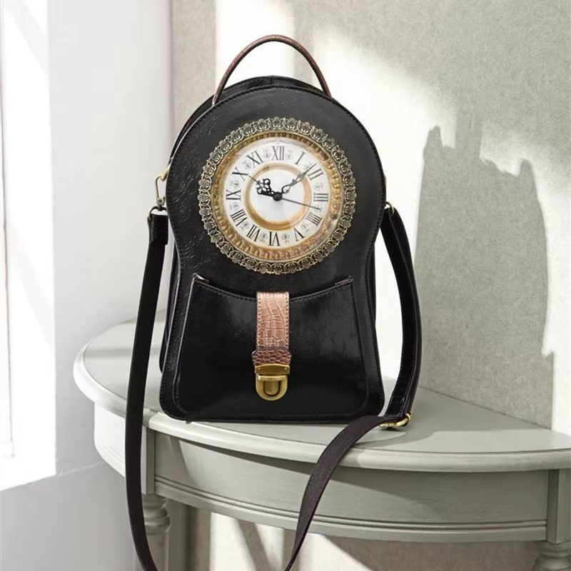 2026 nouveau paquet de réveil créatif sac à dos Simulation montre rétro mode femmes sac à dos sac li