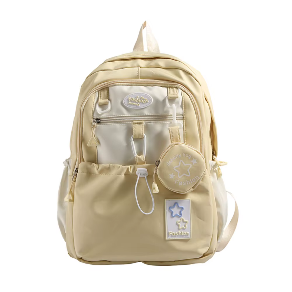 Sac à dos tendance pour femme, style coréen, en nylon, avec porte-monnaie, sac d'école Harajuku pour