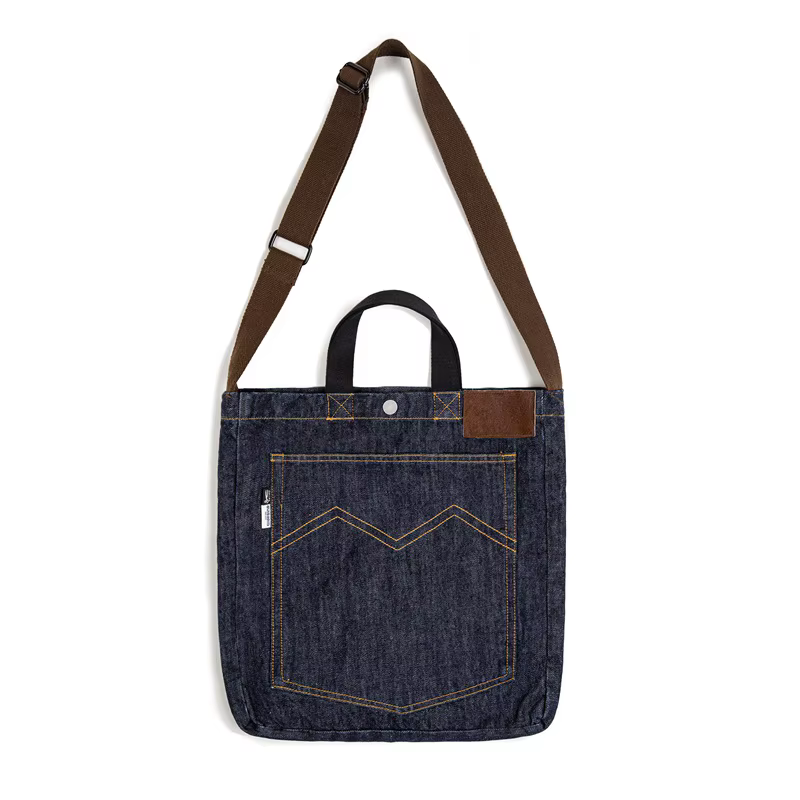 Maden unisexe rétro 14oz Denim sacs simple épaule sacs à bandoulière brodé polyvalent à main fourre-