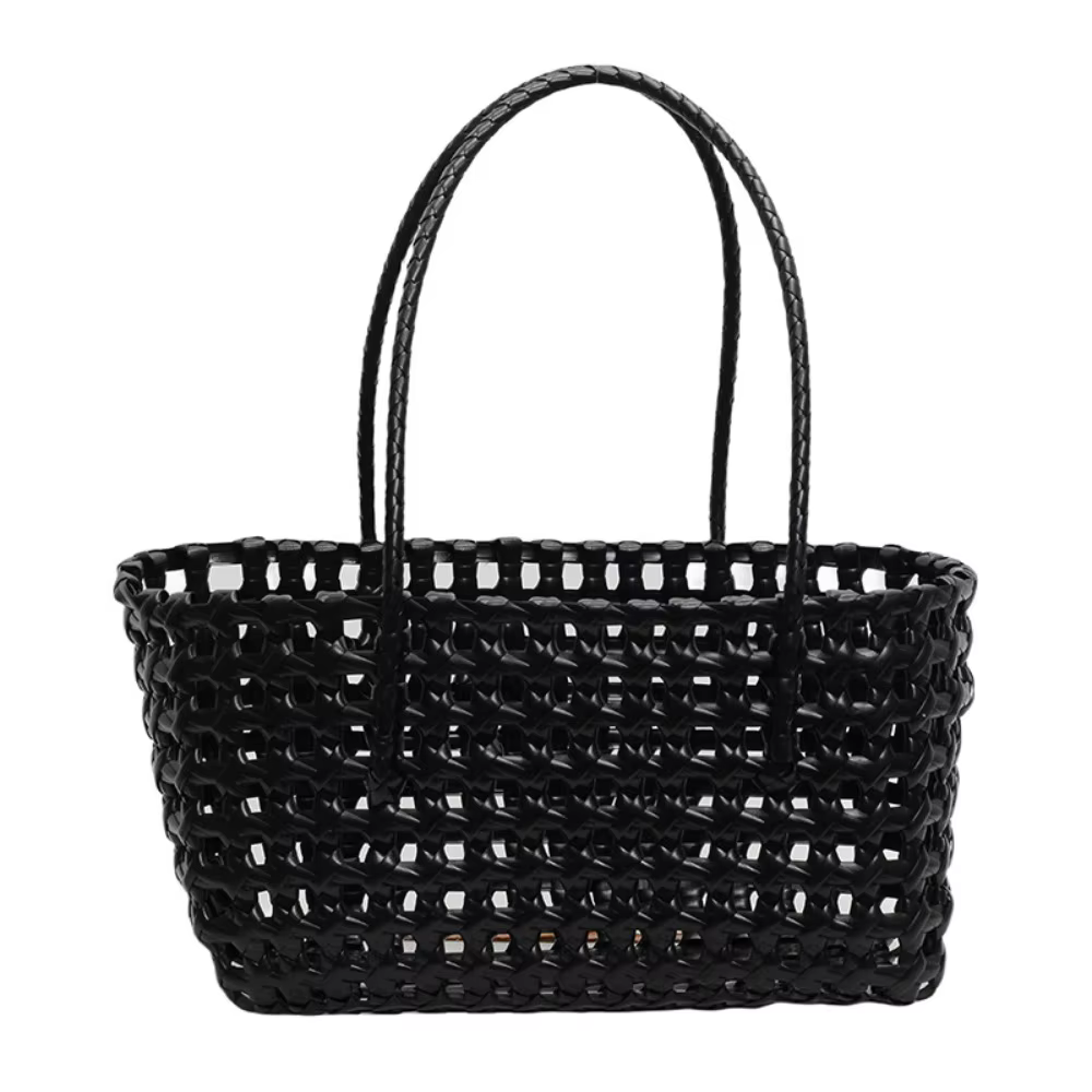 Sac cabas de plage en plastique tressé style campagnard bohème grande capacité pour femme en PVC