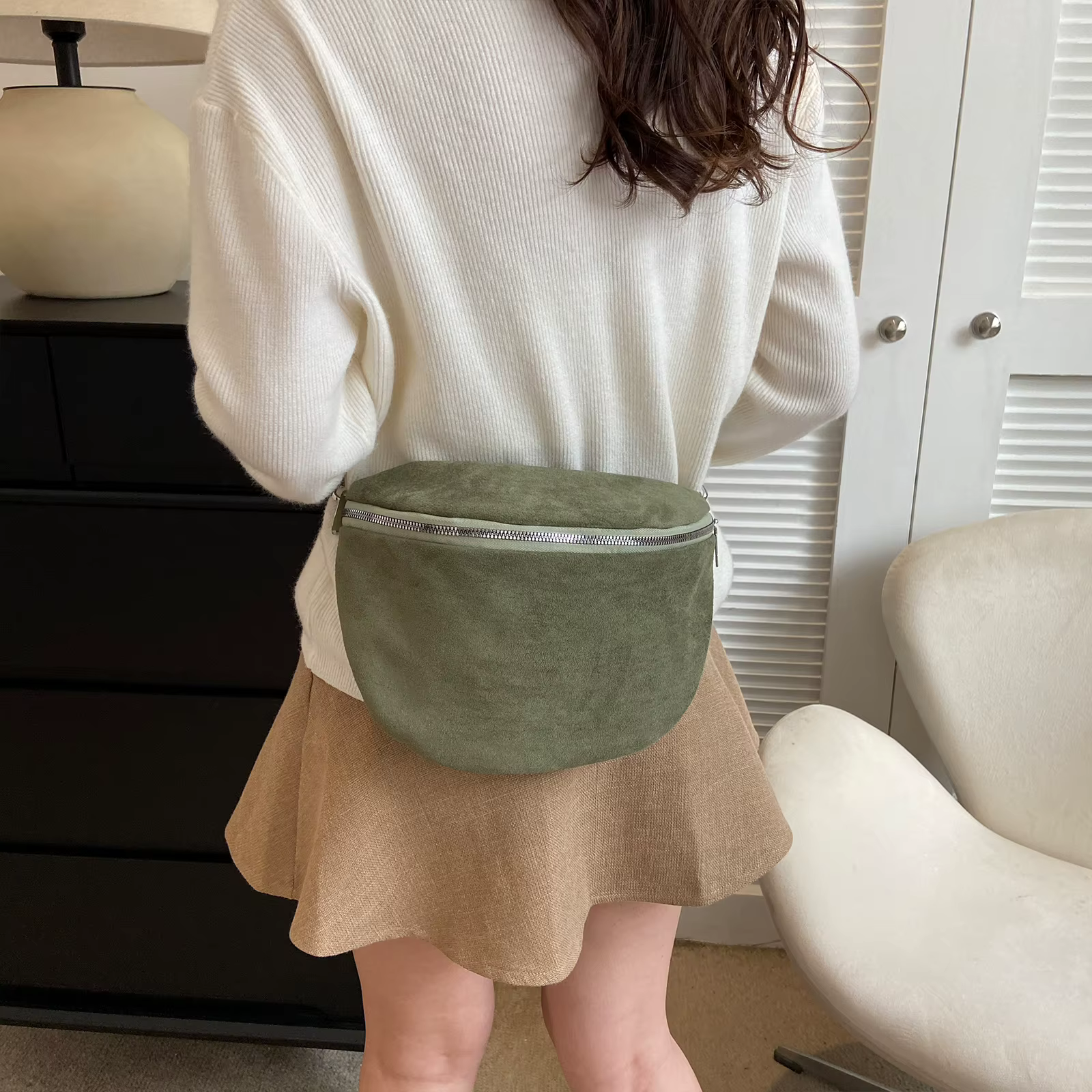 Sac banane en cuir PU pour femme, sac de poitrine solide, sac initié, sac de taille tendance, sangle