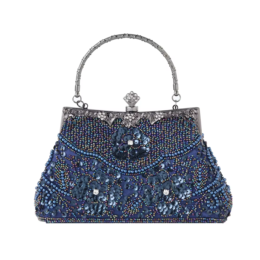 Sac à main de soirée à paillettes perlées brodées pour femmes, sac à main initié vintage, sac à main