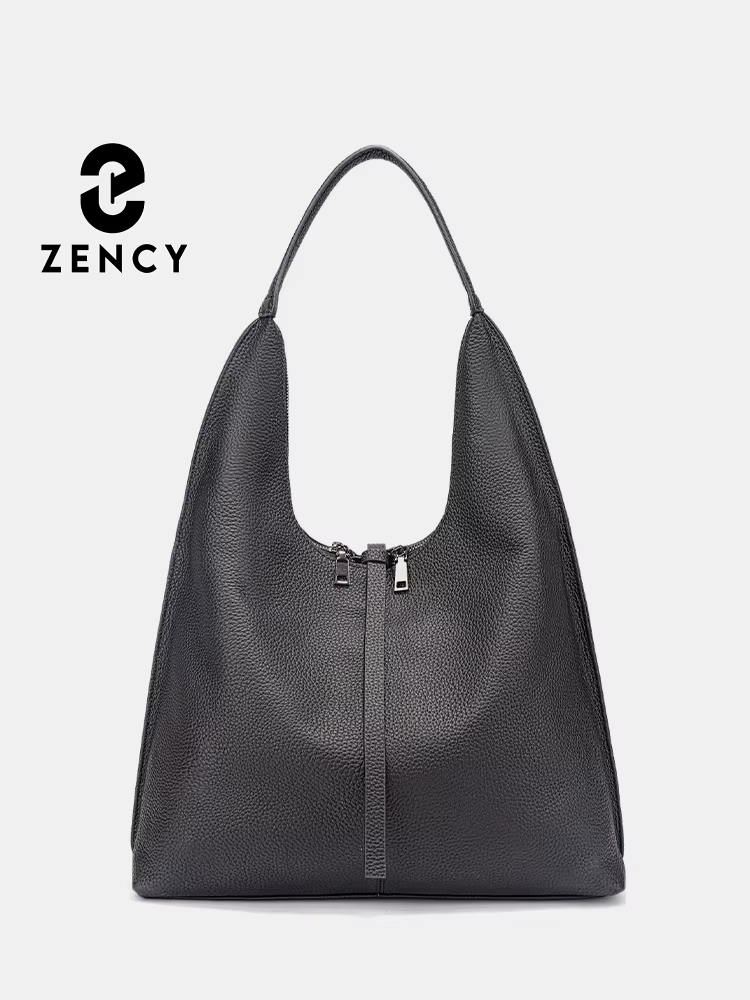 Zency – sac Hobo à bandoulière en cuir véritable pour femme, sac de Shopping de grande capacité en c