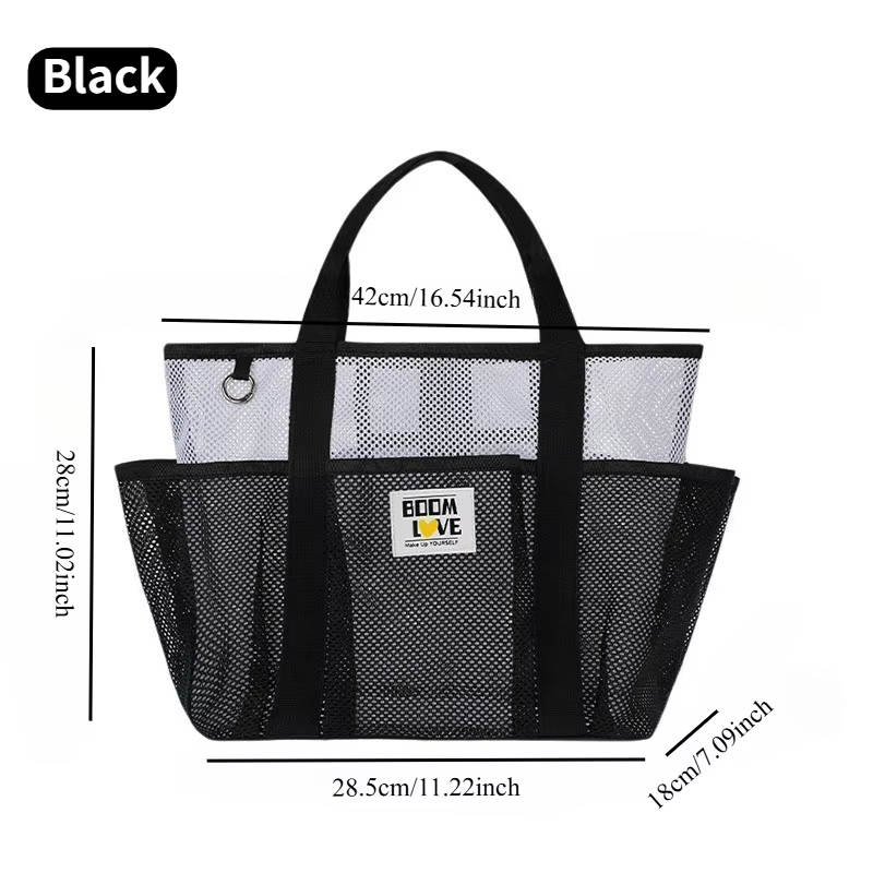 Grand sac de plage en maille, léger et respirant, pliable, multi-poches, sac de piscine pour le voya