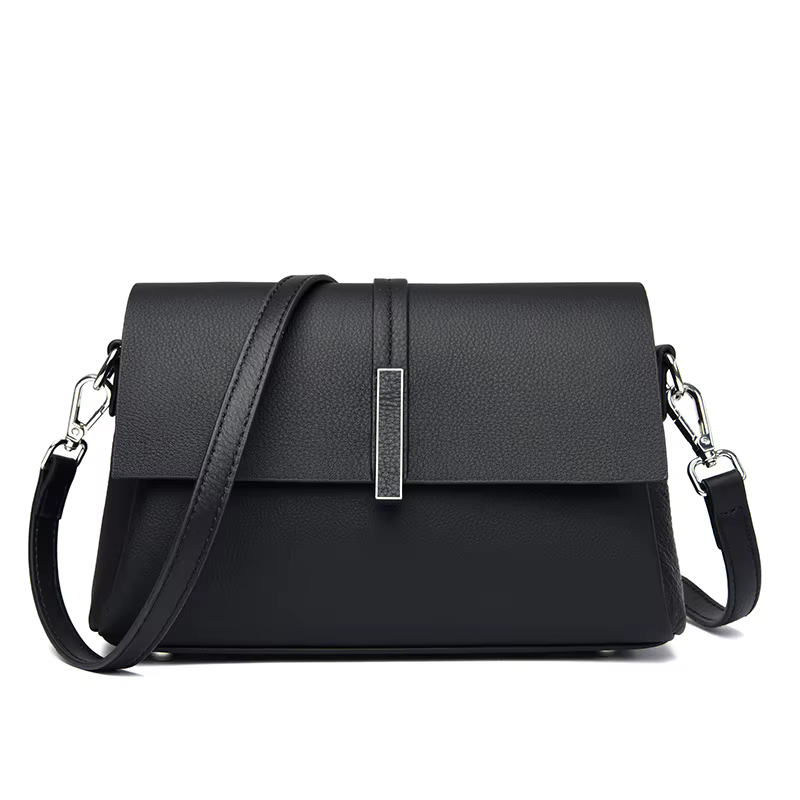 Sac à main en cuir véritable de qualité supérieure pour femmes, structuré, minimaliste, avec fermoir