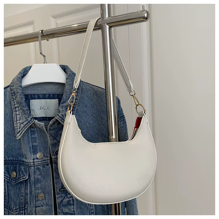Sac à main croissant de luxe pour femmes, sac à bandoulière avec fermeture à glissière pour occasion
