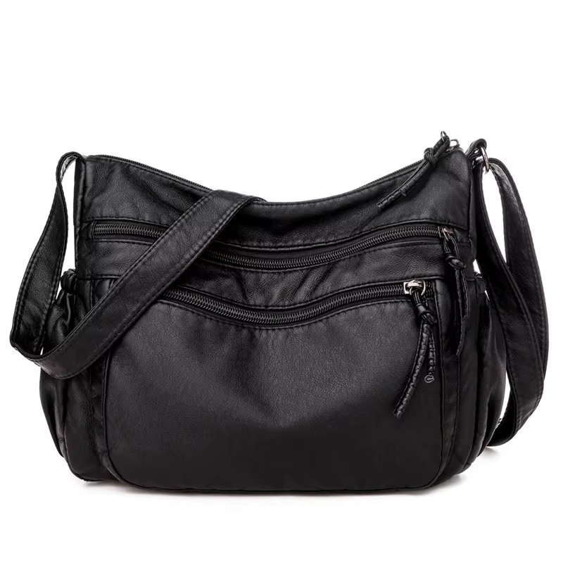 Sac à bandoulière en cuir lavé pour femmes, sac à bandoulière rétro européen et américain polyvalent