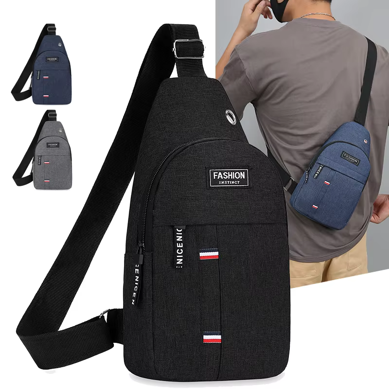 Sac de poitrine pour hommes, sac à bandoulière asymétrique, grande capacité, Sports de plein air et 