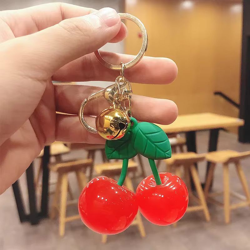 Porte-clés pendentif de sac à main à breloque cerise pour femmes, exquis, célèbre sur Internet, acce