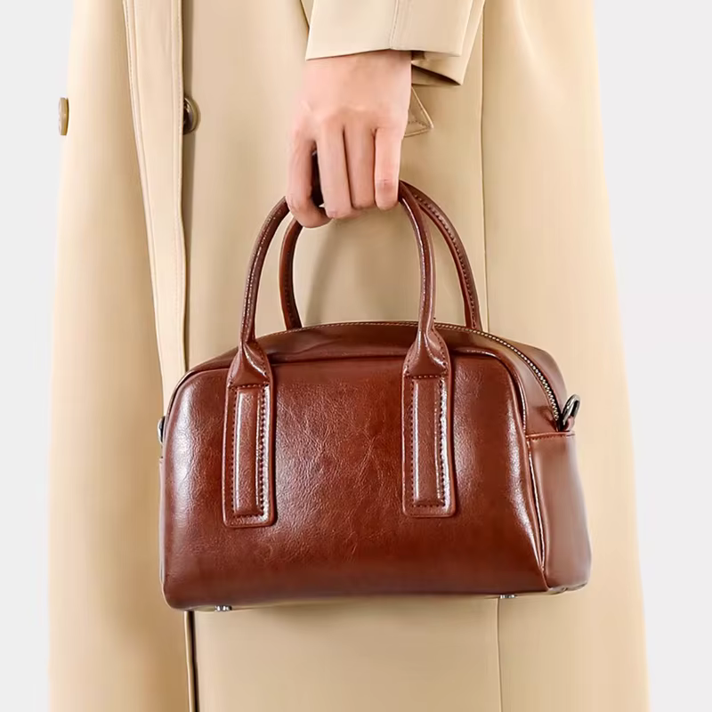 Sacs à bandoulière en cuir véritable de haute qualité pour femmes, sac à bandoulière en cuir ciré, s
