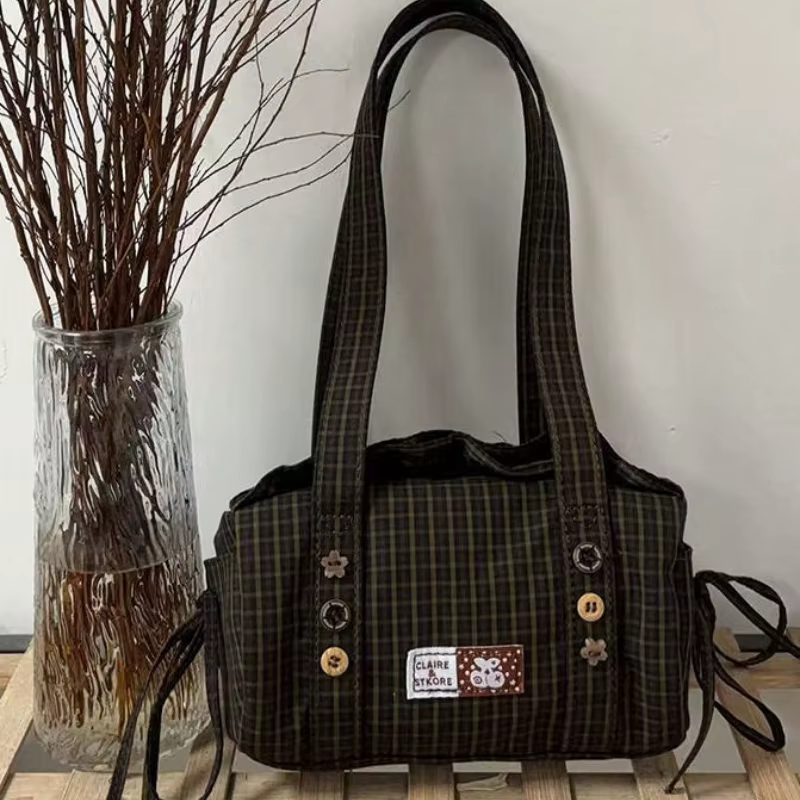Sac à main à carreaux Orange Girl 2026, nouveau sac à bandoulière grande capacité pour femme, sac fo