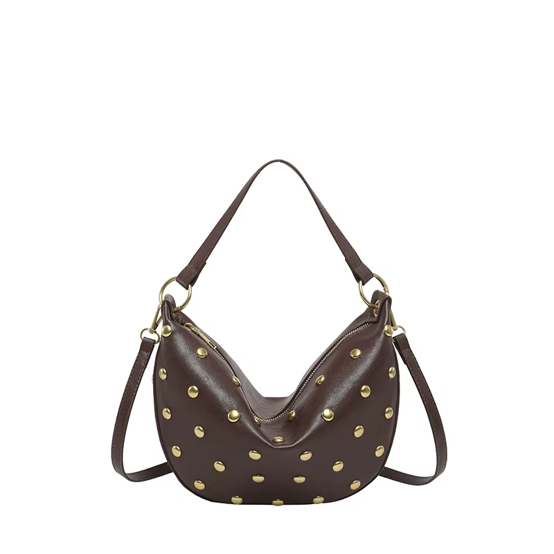 Sac à main à rivets de style punk, sac à bandoulière polyvalent en cuir PU de haute qualité pour fem