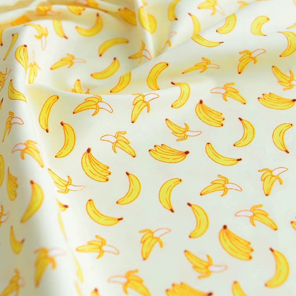 Tissu en coton imprimé fruits 100% coton, motif pastèque doux et respirant pour vêtements de bébé, f