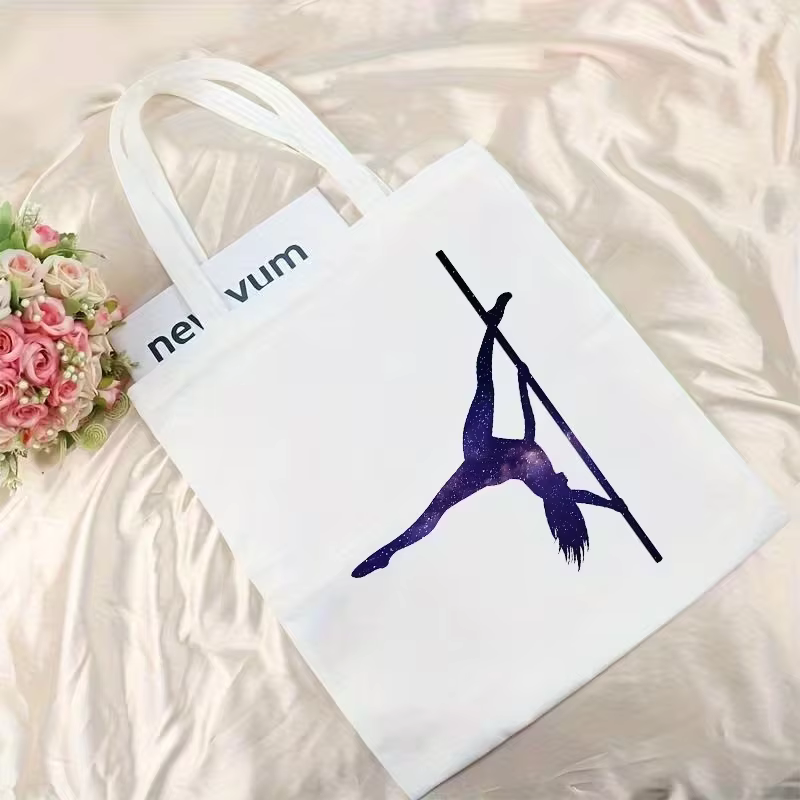 Sac fourre-tout en toile avec motif Pole Dancing, sac de shopping élégant pour un usage quotidien, l